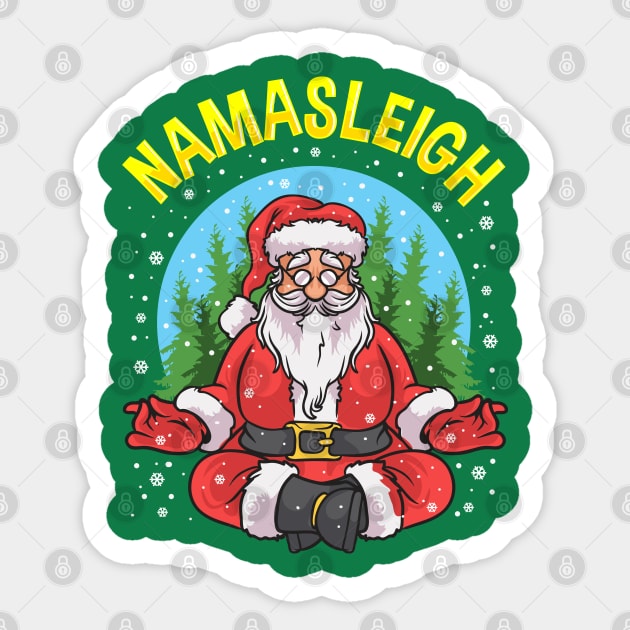 Yoga Santa Claus Namasleigh Meditate Meditation Buddha Sticker by E